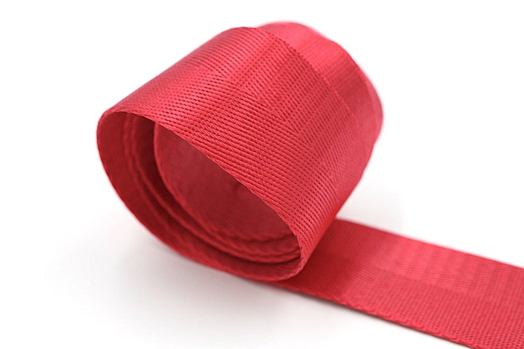 Red Herringbone 1.5 inch (38mm) width Nylon Webbing- by the yard