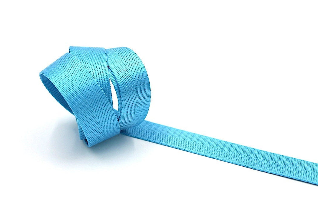 Turquoise Herringbone 1 inch (25mm) width Nylon Webbing- by the yard