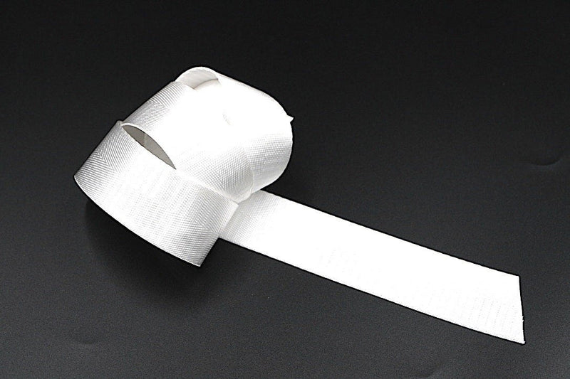 White Herringbone  1.5 inch (38mm) width Nylon Webbing- by the yard