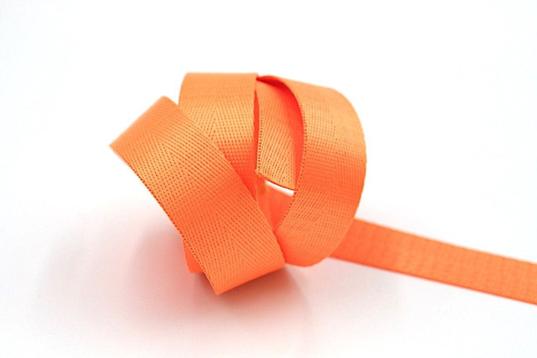 Orange Herringbone 1 inch (25mm) width Nylon Webbing-by the yard