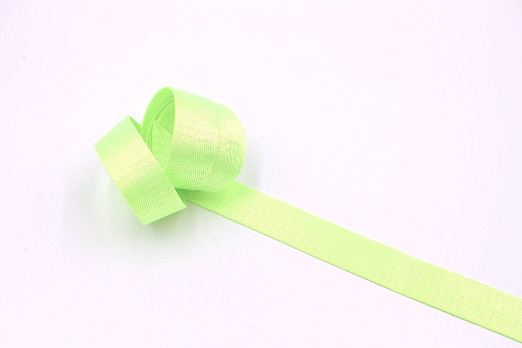 Neon Lime Green Herringbone 1 inch (25mm) width Nylon Webbing- by the yard