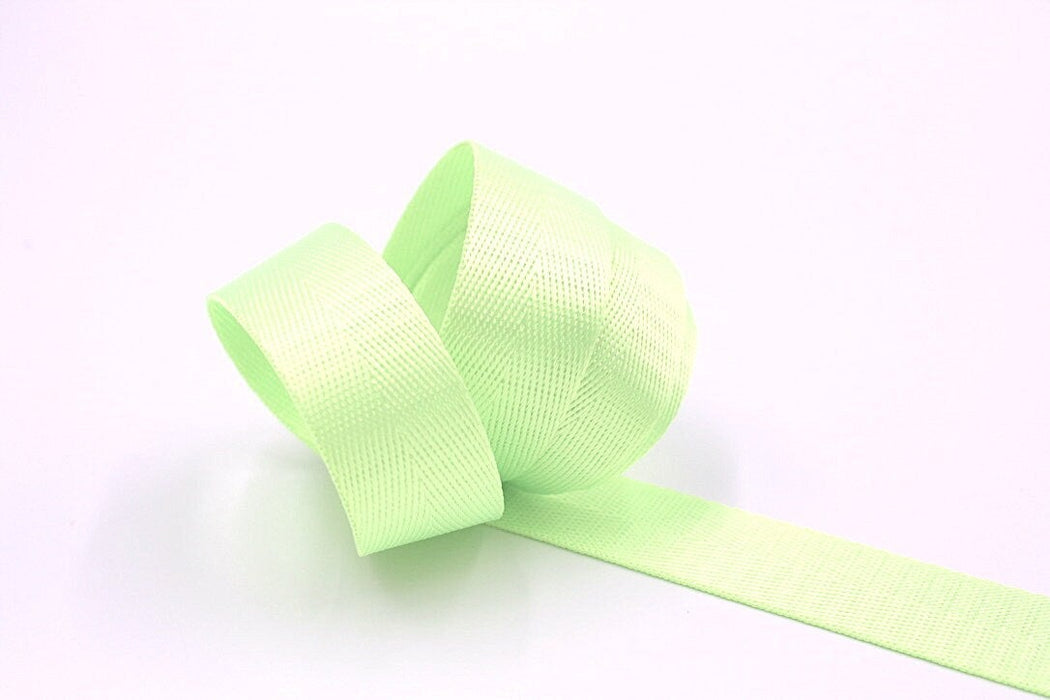 Neon Lime Green Herringbone 1 inch (25mm) width Nylon Webbing- by the yard