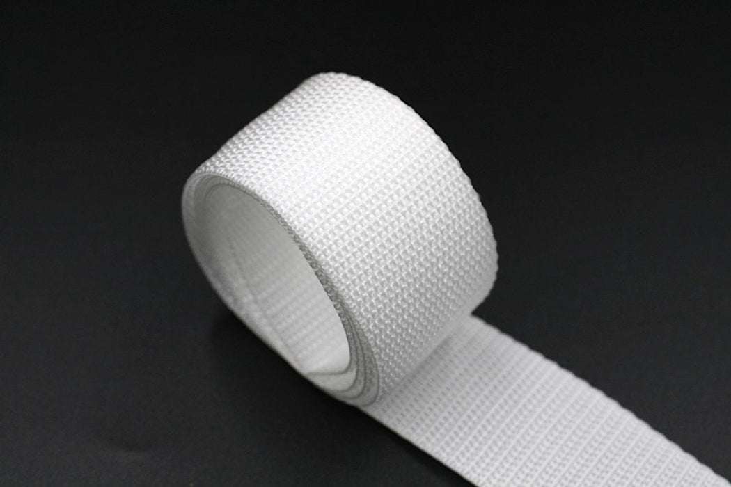 White Polypropylene 1.5 inch (38mm) width Webbing by the yard