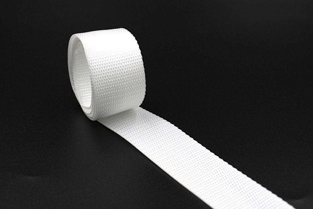 White Polypropylene 1.5 inch (38mm) width Webbing by the yard