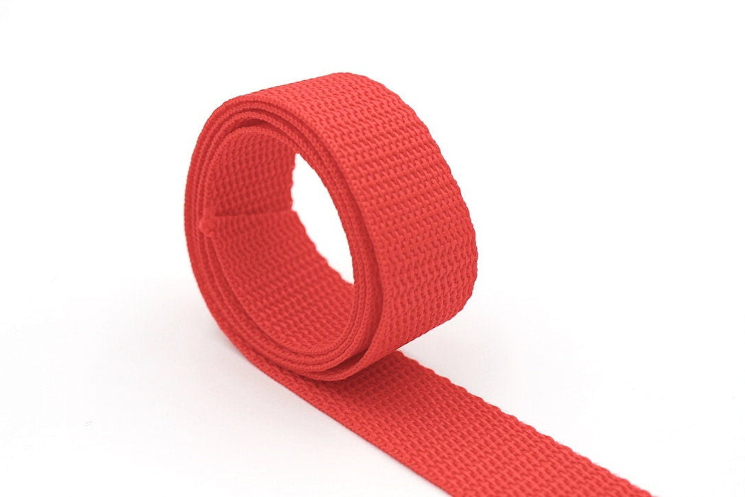 Red Polypropylene 1 inch (25mm) width Webbing- by the yard