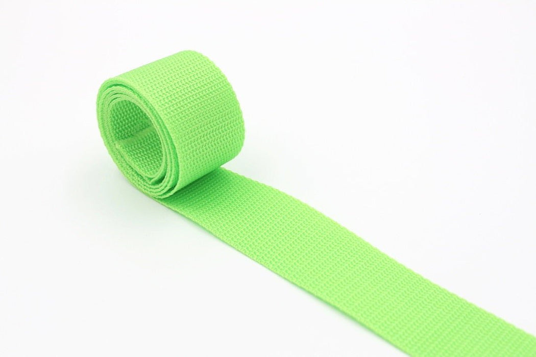 Lime Green Polypropylene 1.5 inch (38mm) width Webbing- by the yard