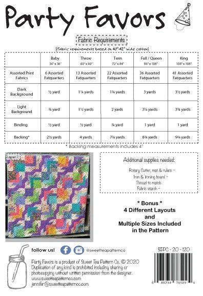 Party Favors Quilt Pattern By Sweet Tea Pattern Co. by Jennifer McClanahan