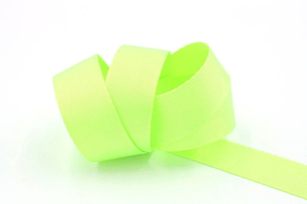 Neon Lime Green 1 inch (25mm) width Nylon Webbing-by the yard