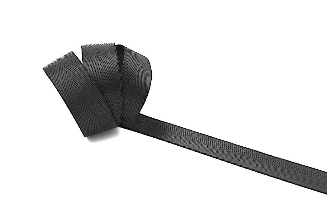 Black Herringbone 1 inch (25mm)width Nylon Webbing- by the yard