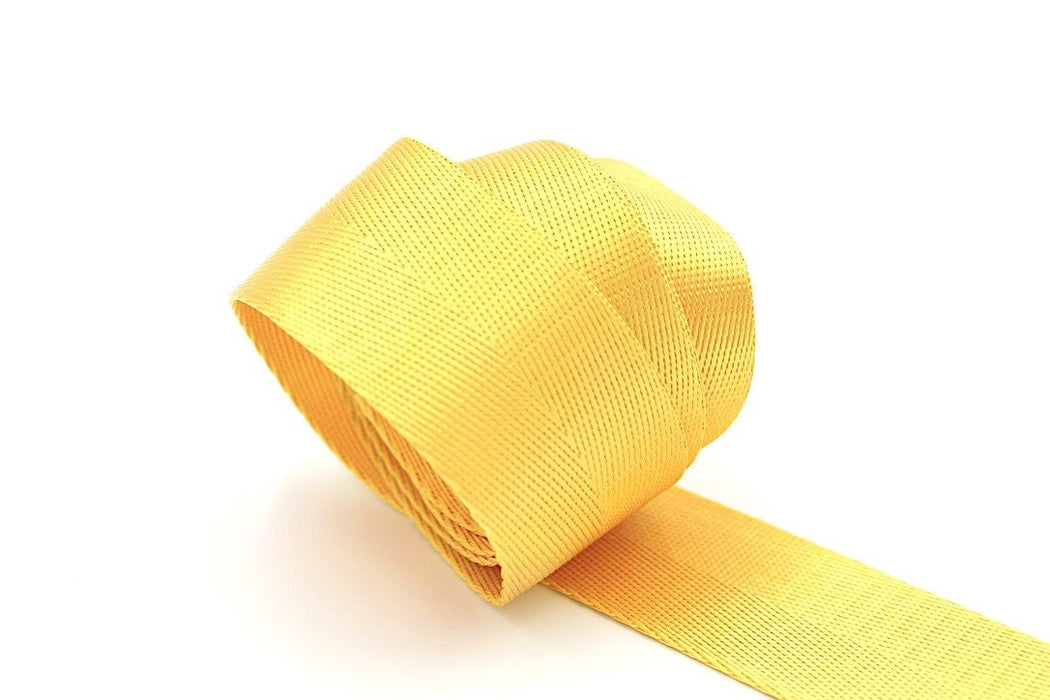 Bright Yellow Herringbone 1.5 inch (38mm) width Nylon Webbing- by the yard