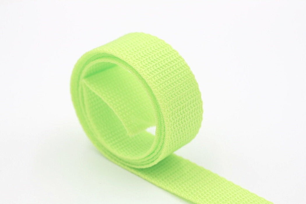 Neon Lime Green Polypropylene 1 inch (25mm) width Webbing- by the yard