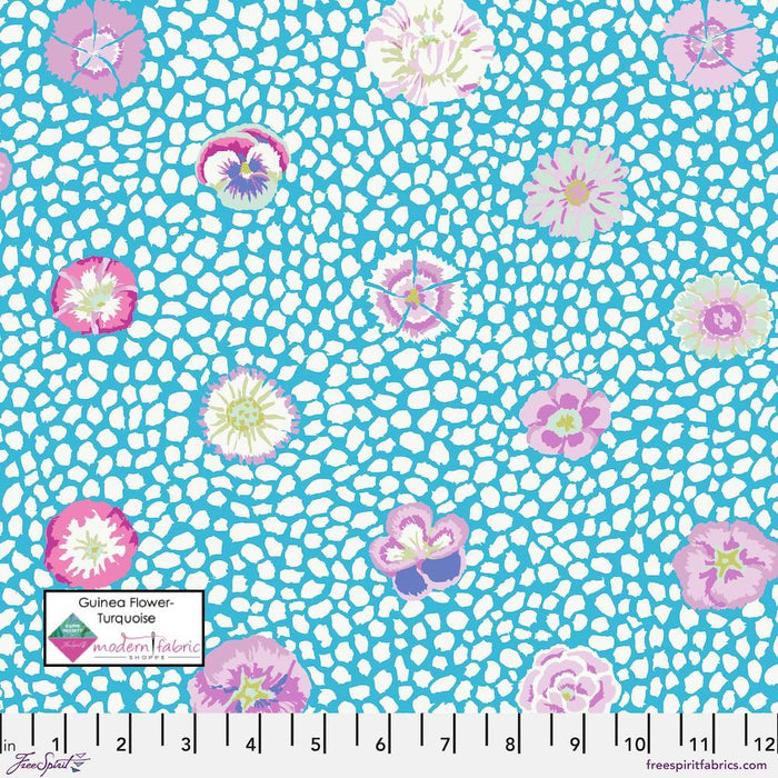 Kaffe Fassett August 2022 Collective- Guinea Flower PWGP059.TURQUOISE- Half Yard - Modern Fabric Shoppe