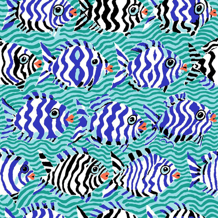 Kaffe Fassett August 2025 Collective - Minnows PWBM100.AQUA - Half Yard - Modern Fabric Shoppe