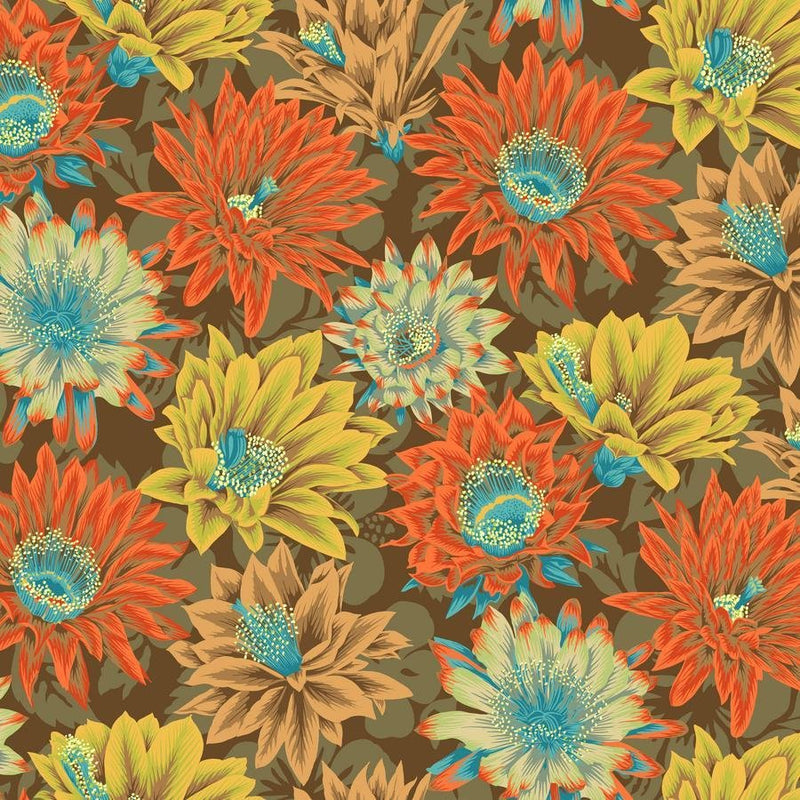 Kaffe Fassett Collective - Philip Jacob - Cactus Flower PWPJ096.BROWN - Half Yard - Modern Fabric Shoppe