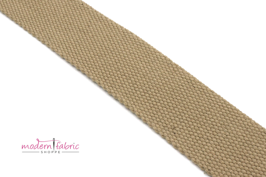 Khaki Cotton 1 1/2 inch (38mm) width Webbing- by the yard