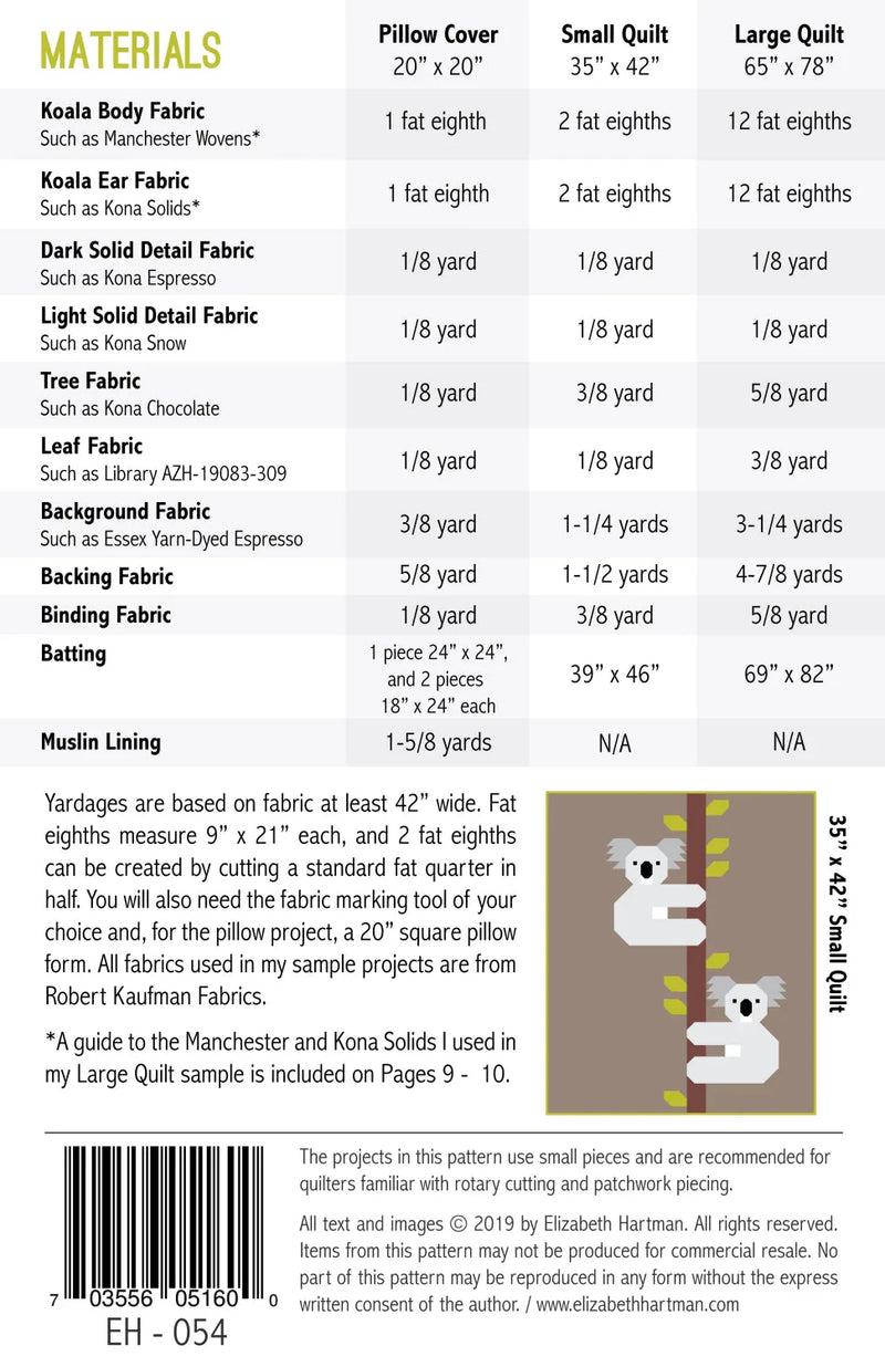 Koalas Quilt Pattern By Elizabeth Hartman - Modern Fabric Shoppe