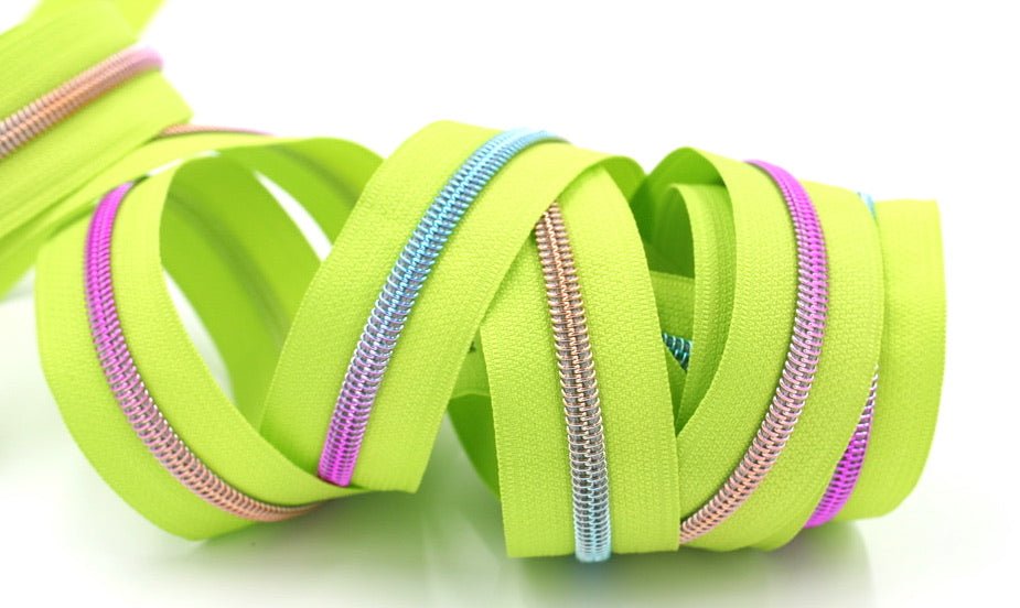 Lime Green- #5 Rainbow Nylon Coil Zipper Tape