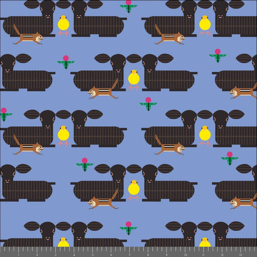 Long Branch by Charley Harper- Furry Photobomber CH-469 Blue- Half Yard- October 2026 - Modern Fabric Shoppe