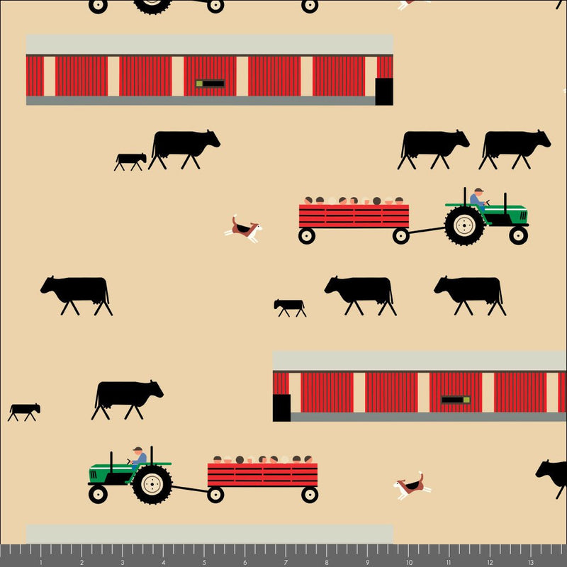 Long Branch by Charley Harper- The Farm CH-467 Cream- Half Yard- October 2026 - Modern Fabric Shoppe