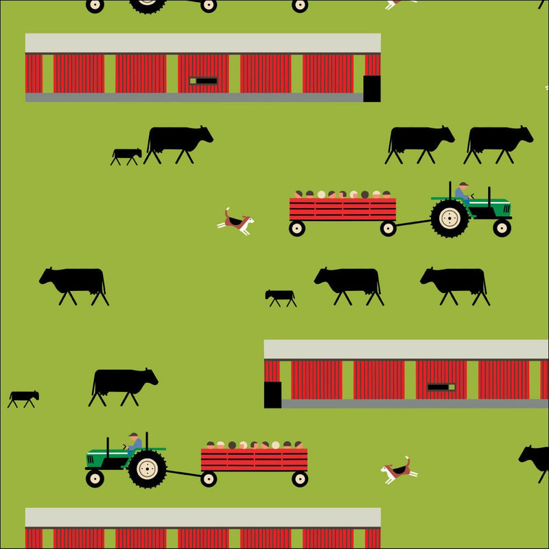 Long Branch by Charley Harper- The Farm CH-467 Green- Half Yard- October 2026 - Modern Fabric Shoppe