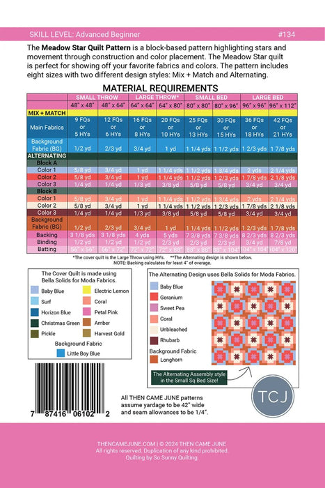 Meadow Star Quilt Pattern By Then Came June - Modern Fabric Shoppe