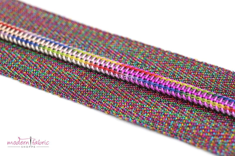Metallic- #5 Rainbow Nylon Coil Zipper Tape