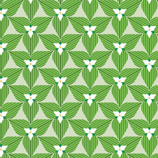 Michigan Audubon by Charlie Harper - Trillium Flowers CH - 395 Half Yard - August 2024 - Modern Fabric Shoppe