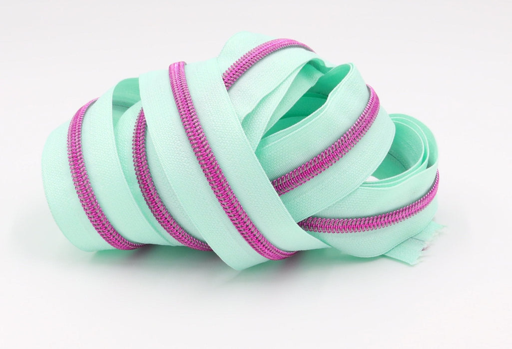 Mint - #5 Pink Nylon Coil Zipper Tape - *Not By Annie - Modern Fabric Shoppe