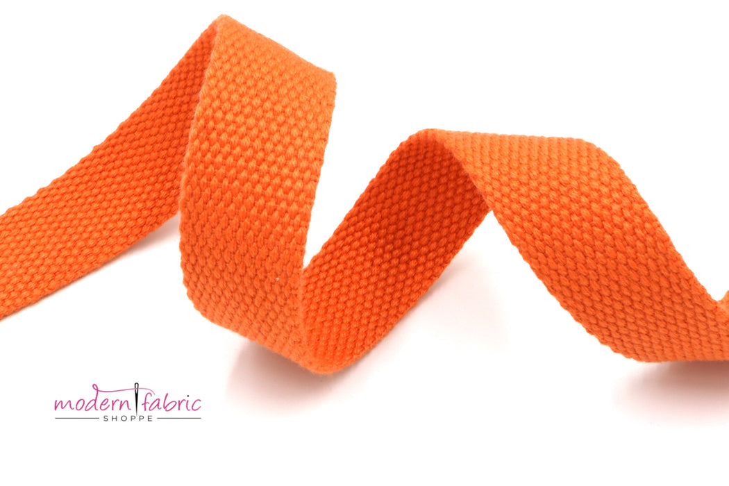 Orange Cotton 1 inch (25mm) width Webbing- by the yard