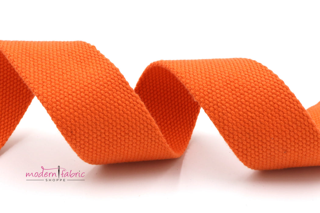 Orange Cotton 1 1/2 inch (38mm) width Webbing- by the yard