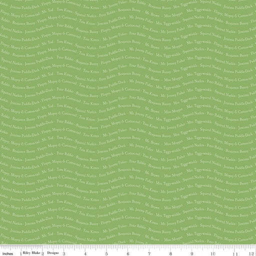 Peter Rabbit & Friends for Riley Blake Designs - Text Green C15866 - GREEN - Half Yard January 2025 - Modern Fabric Shoppe