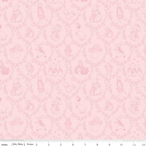 Peter Rabbit & Friends for Riley Blake Designs - Toile Pink C15863 - PINK - Half Yard January 2025 - Modern Fabric Shoppe
