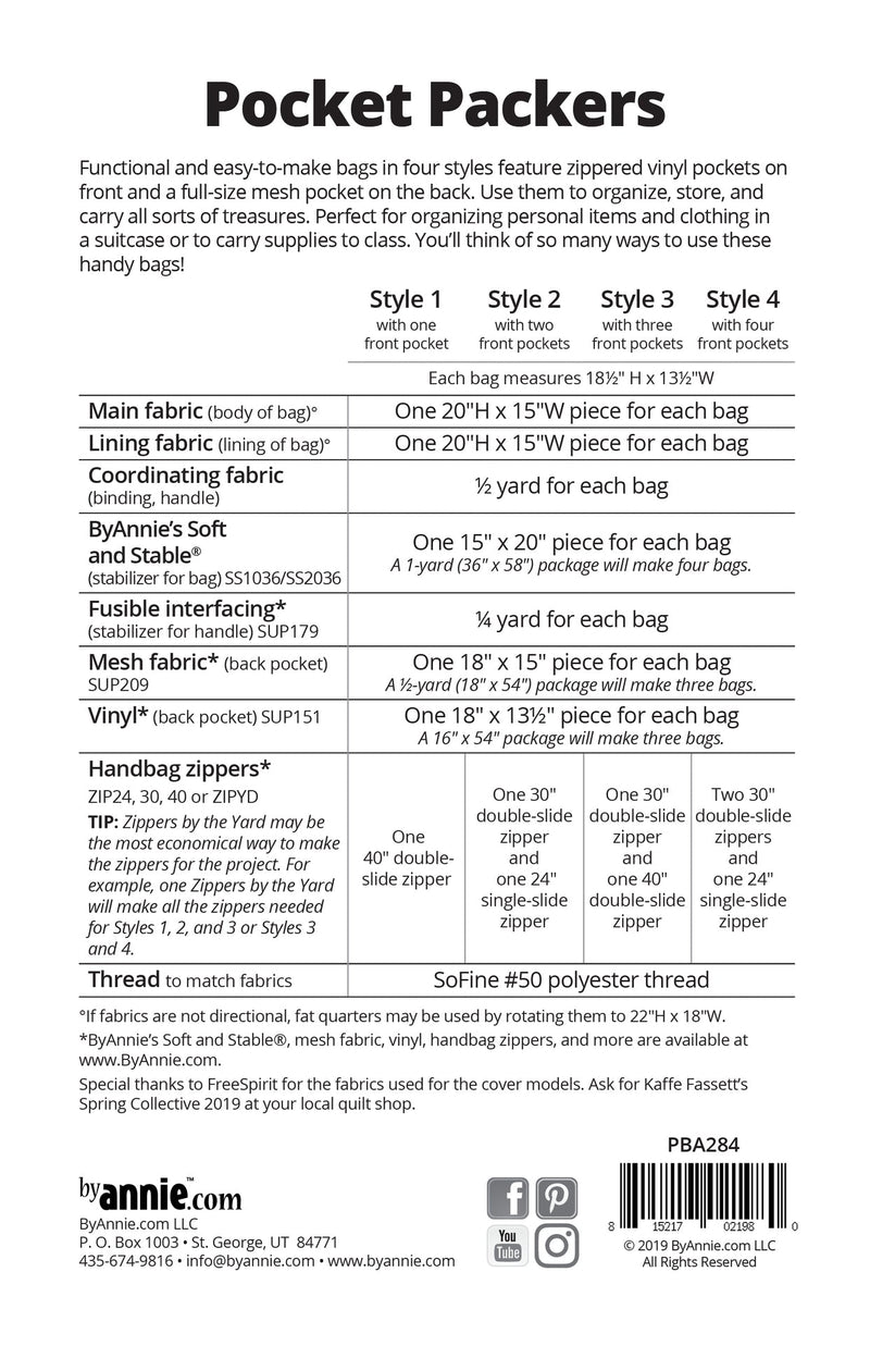 By Annie- Pocket Packers Pattern