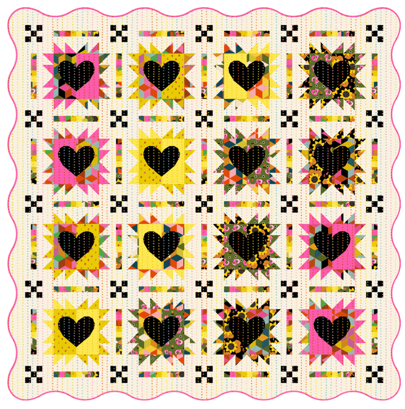 PRE-Order Alexia Marcelle Abegg- Sweetheart Quilt Kit featuring Daisy Days- April 2027 - Modern Fabric Shoppe