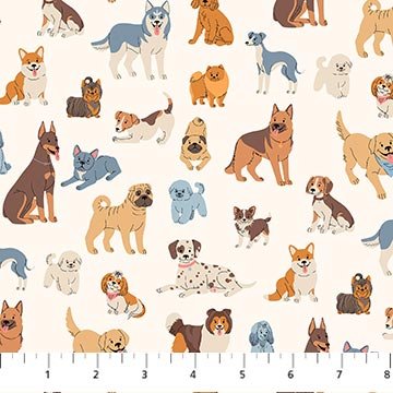 PRE - Order Always By My Side by Figo Studio - Dogs 91326 - 11 Cream - Half Yard - August 2026 - Modern Fabric Shoppe
