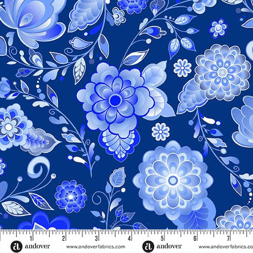 PRE - Order Amsterdam by Libs Elliott - Floret A - 1690 - B Cobalt - Half Yard - November 2025 - Modern Fabric Shoppe