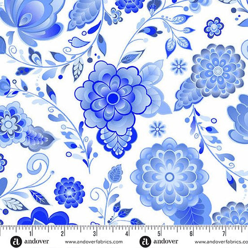 PRE - Order Amsterdam by Libs Elliott - Floret A - 1690 - LB Delftware - Half Yard - November 2025 - Modern Fabric Shoppe
