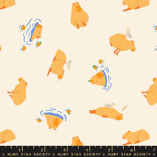 PRE - ORDER Animal Animal - Collaboration by Ruby Star Society - Capybara RS 5164 11 - Natural - Half Yard - February 2025 - Modern Fabric Shoppe