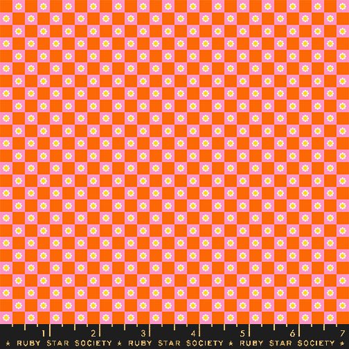 PRE - ORDER Animal Animal - Collaboration by Ruby Star Society - Flower Check RS 5169 14 - Goldfish - Half Yard - February 2025 - Modern Fabric Shoppe