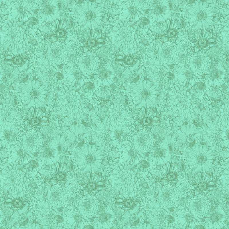 PRE-Order Anna Maria Textiles- Gentle Rendering- Bounty AMT206-75C Aqua- Half Yard- April 2027 - Modern Fabric Shoppe