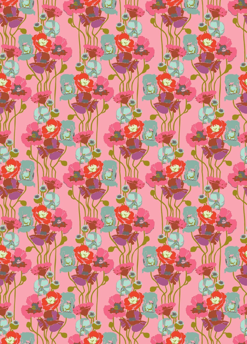 PRE - Order Anna Maria Textiles - Overdressed - Pouring Poppies AMT151 - 23V Haze - Half Yard - January 2026 - Modern Fabric Shoppe