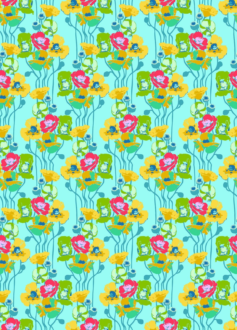 PRE - Order Anna Maria Textiles - Overdressed - Pouring Poppies AMT151 - 40C Clear - Half Yard - January 2026 - Modern Fabric Shoppe