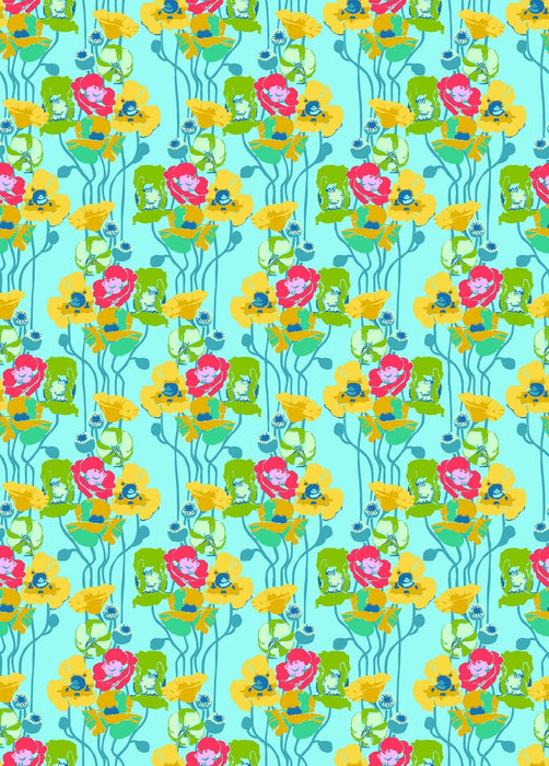 PRE - Order Anna Maria Textiles - Overdressed - Pouring Poppies AMT151 - 40C Clear - Half Yard - January 2026 - Modern Fabric Shoppe