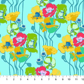 PRE - Order Anna Maria Textiles - Overdressed - Pouring Poppies AMT151 - 40C Clear - Half Yard - January 2026 - Modern Fabric Shoppe