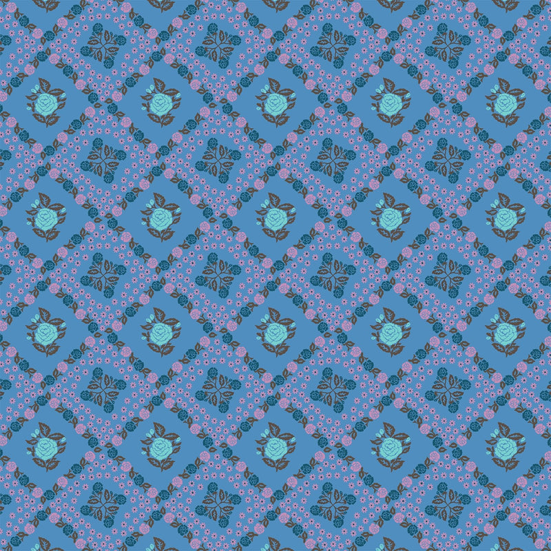 PRE-Order Anna Maria Textiles- Sugar Coated- Rose Paper AMT202-47L Denim- Half Yard- May 2027 - Modern Fabric Shoppe
