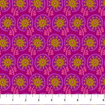 PRE - Order Anna Maria Textiles - Sunseekers - Dancers AMT193 - 84L Magenta - Half Yard - January 2027 - Modern Fabric Shoppe