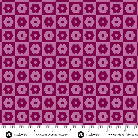 PRE-ORDER Birdie by Libs Elliott- Checker Bloom A-1138-P Cherry- Half Yard- June 2024 - Modern Fabric Shoppe