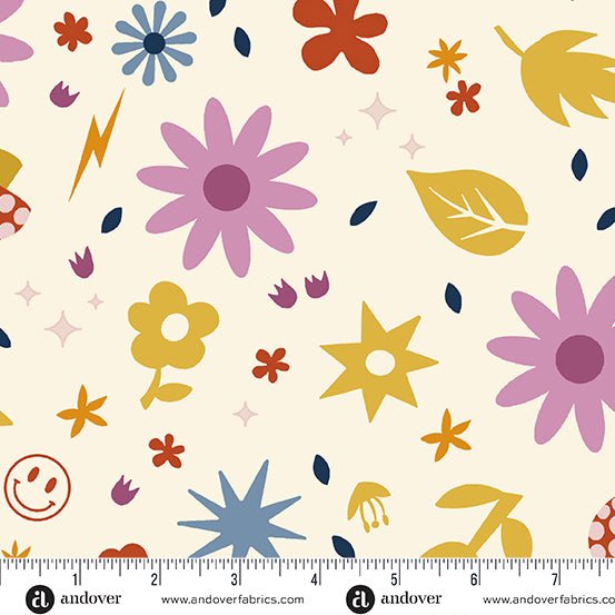 PRE-ORDER Birdie by Libs Elliott- Hazy Days A-1132-L Multi Light- Half Yard- June 2024 - Modern Fabric Shoppe