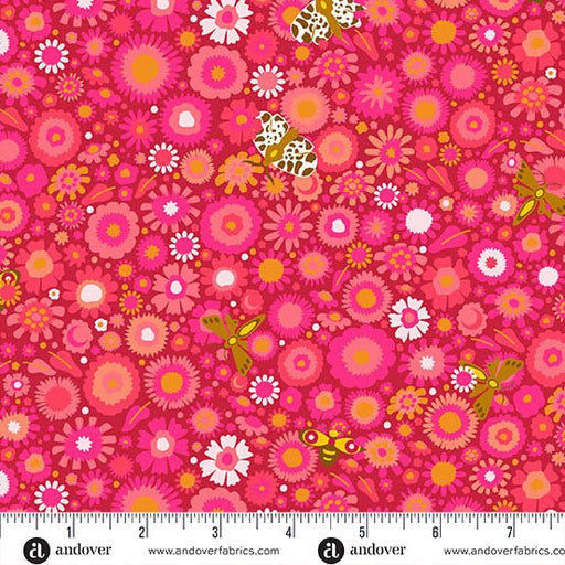 PRE - Order Camp Kitschy LaLa by Alison Glass - Daisy Field A - 1715 - R Cardinal - Half Yard - October 2025 - Modern Fabric Shoppe