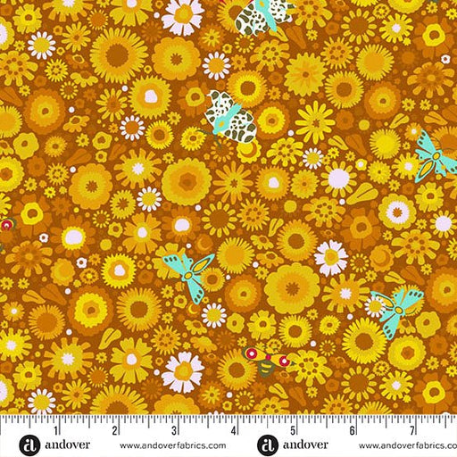 PRE - Order Camp Kitschy LaLa by Alison Glass - Daisy Field A - 1715 - Y Marigold - Half Yard - October 2025 - Modern Fabric Shoppe